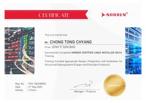 NORDEN CABLING CERTFIED INSTALLER - CHONG